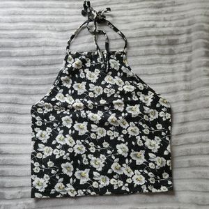 Daisy halter top tie around neck crop top